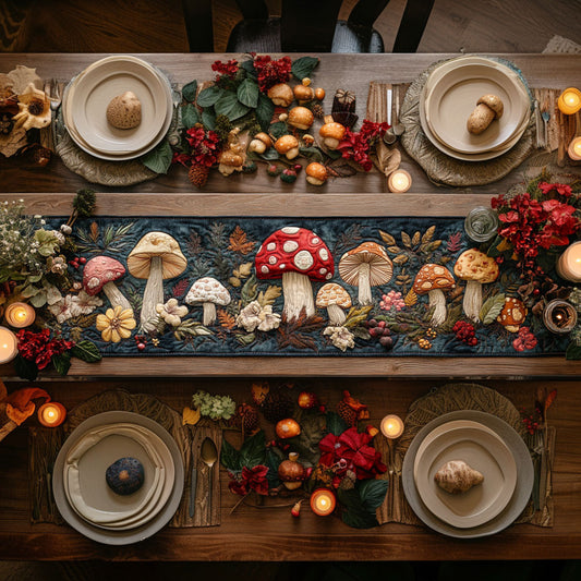 Woodland Mushroom WN0307140CL Quilted Table Runner