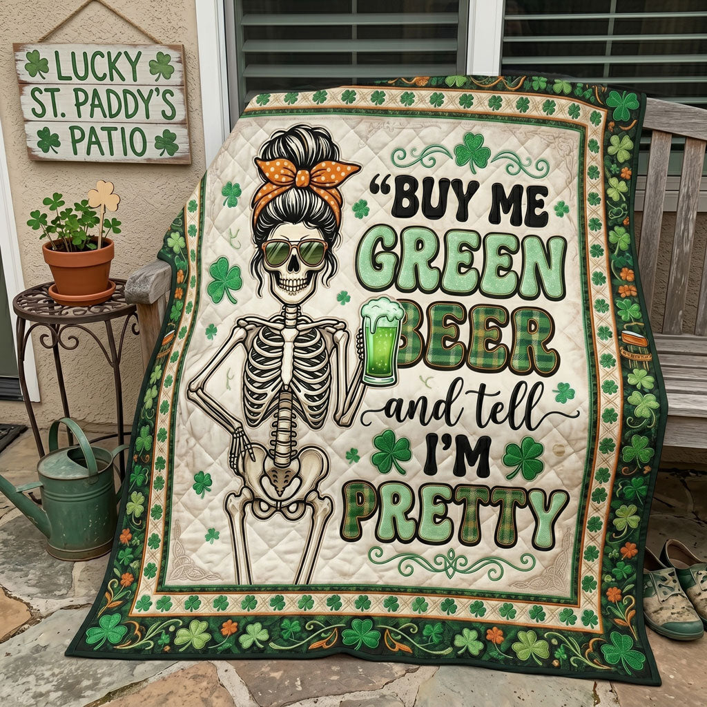 Buy Me Green Beer Funny Skeleton WN0805001CL Quilt