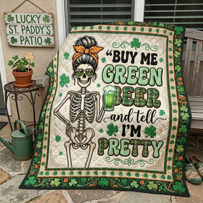 Buy Me Green Beer Funny Skeleton WN0805001CL Quilt