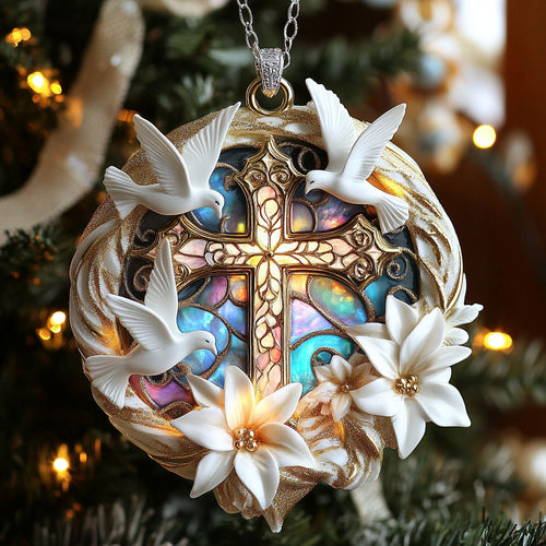Dove and Cross CW1012015CL Christmas Ornament