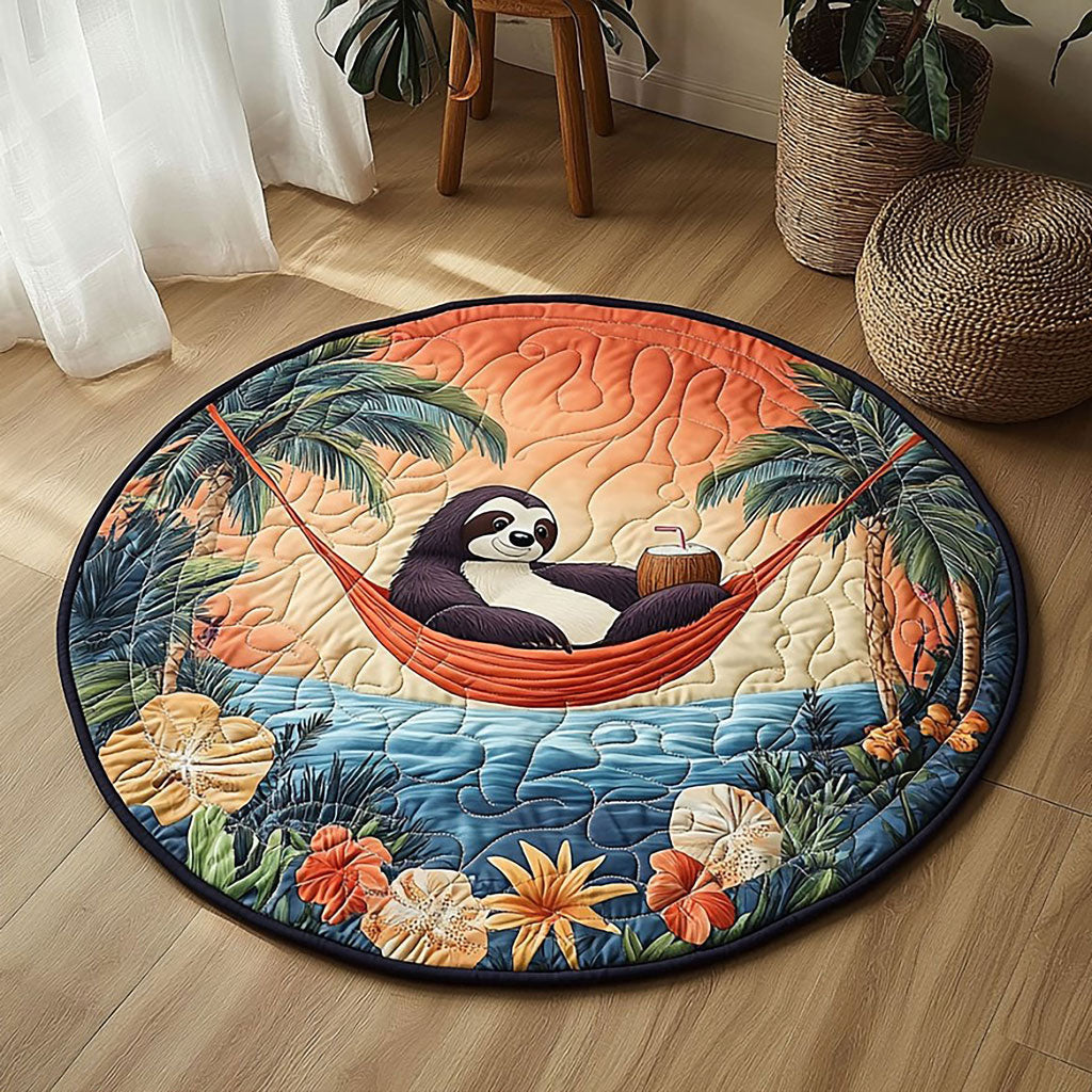 Tropical Summer Sloth QA2011022CL Quilted Round Mat