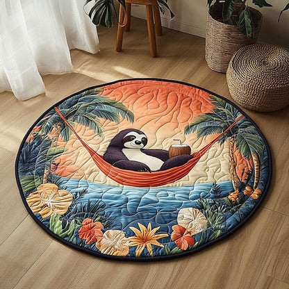Tropical Summer Sloth QA2011022CL Quilted Round Mat