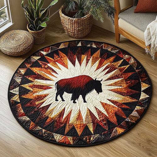 Geometric Bison QA0812033CL Quilted Round Mat
