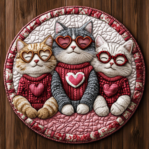 Heartwarming Cats KL1501042CL Quilted Round Mat