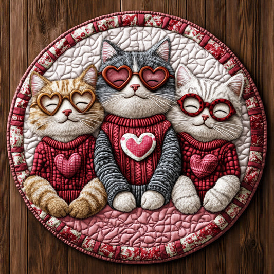 Heartwarming Cats KL1501042CL Quilted Round Mat