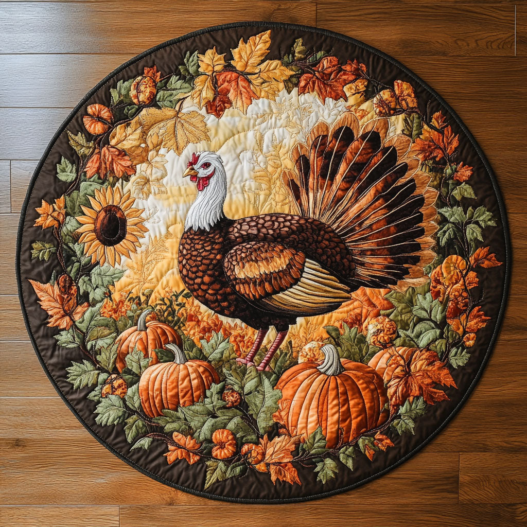 Maple Turkey WN0409066CL Quilted Round Mat