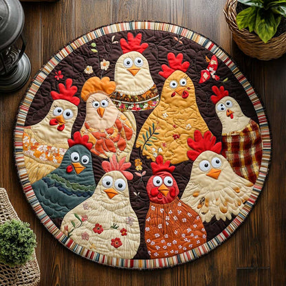 Happy Funny Chicken WN2103093CL Quilted Round Mat
