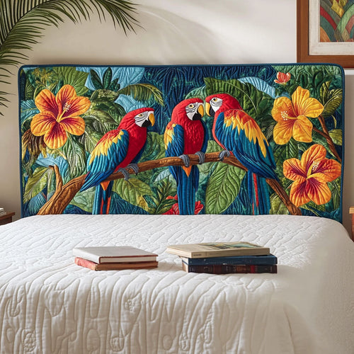 Vibrant Tropical Parrot CW1812014CL Quilted Headboard Slipcover