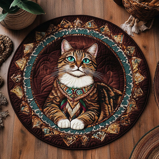 Boho Spirit Cat WJ0907036CL Quilted Round Mat
