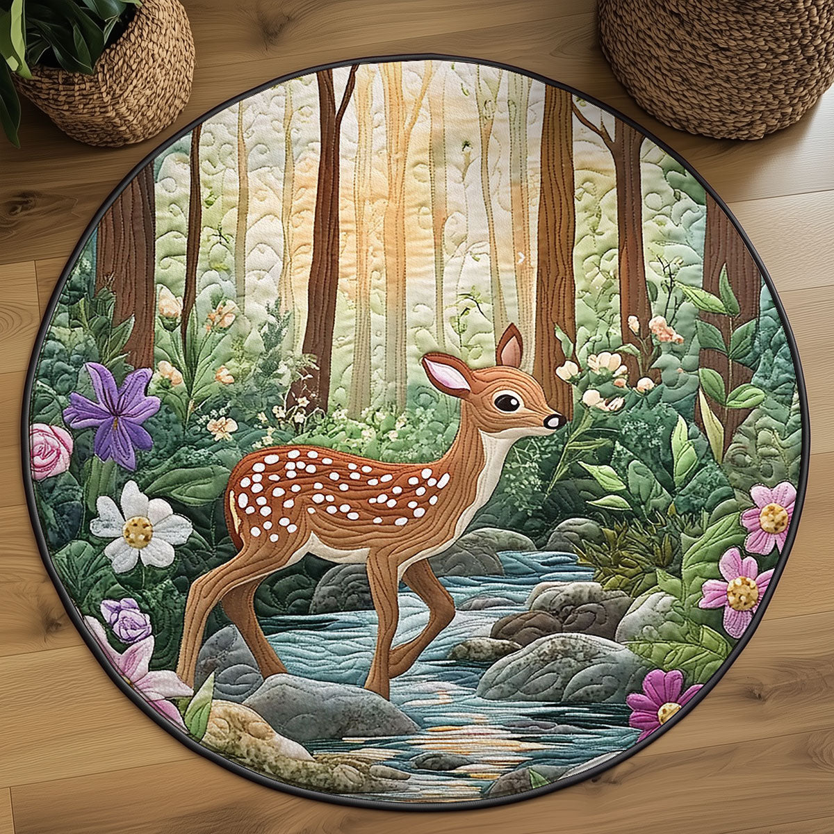 Lone Fawn WJ2406029CL Quilted Round Mat
