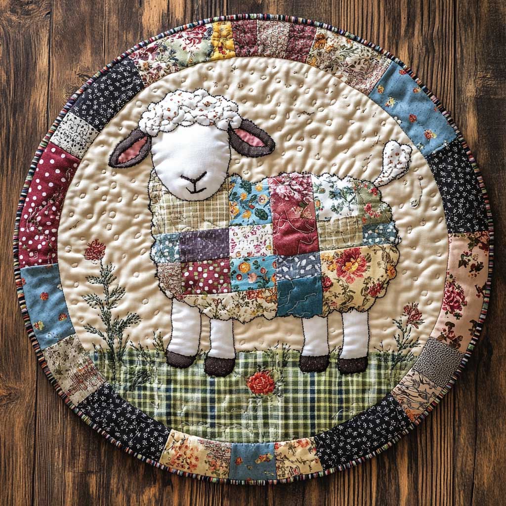 Jolly Sheep WN1905041CL Quilted Round Mat
