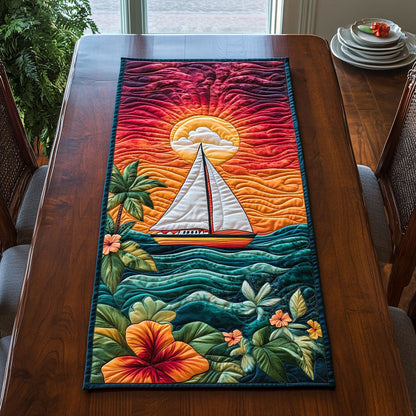 Tropical Sunset Sailboat WJ0207023CL Quilted Table Runner