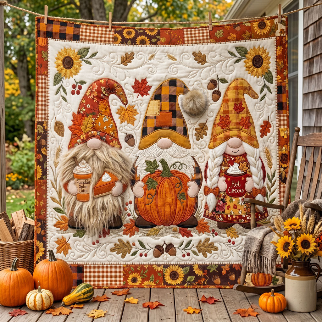 Cozy Autumn Gnome Trio WN2606005CL Quilt