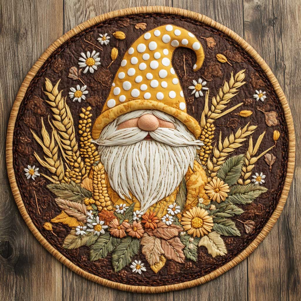 Golden Gnome Glow WN2105030CL Quilted Round Mat