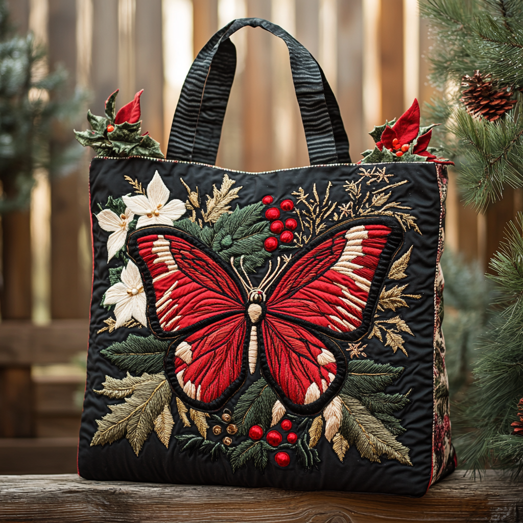 Christmas Butterfly XR0212022CL Quilted Tote Bag