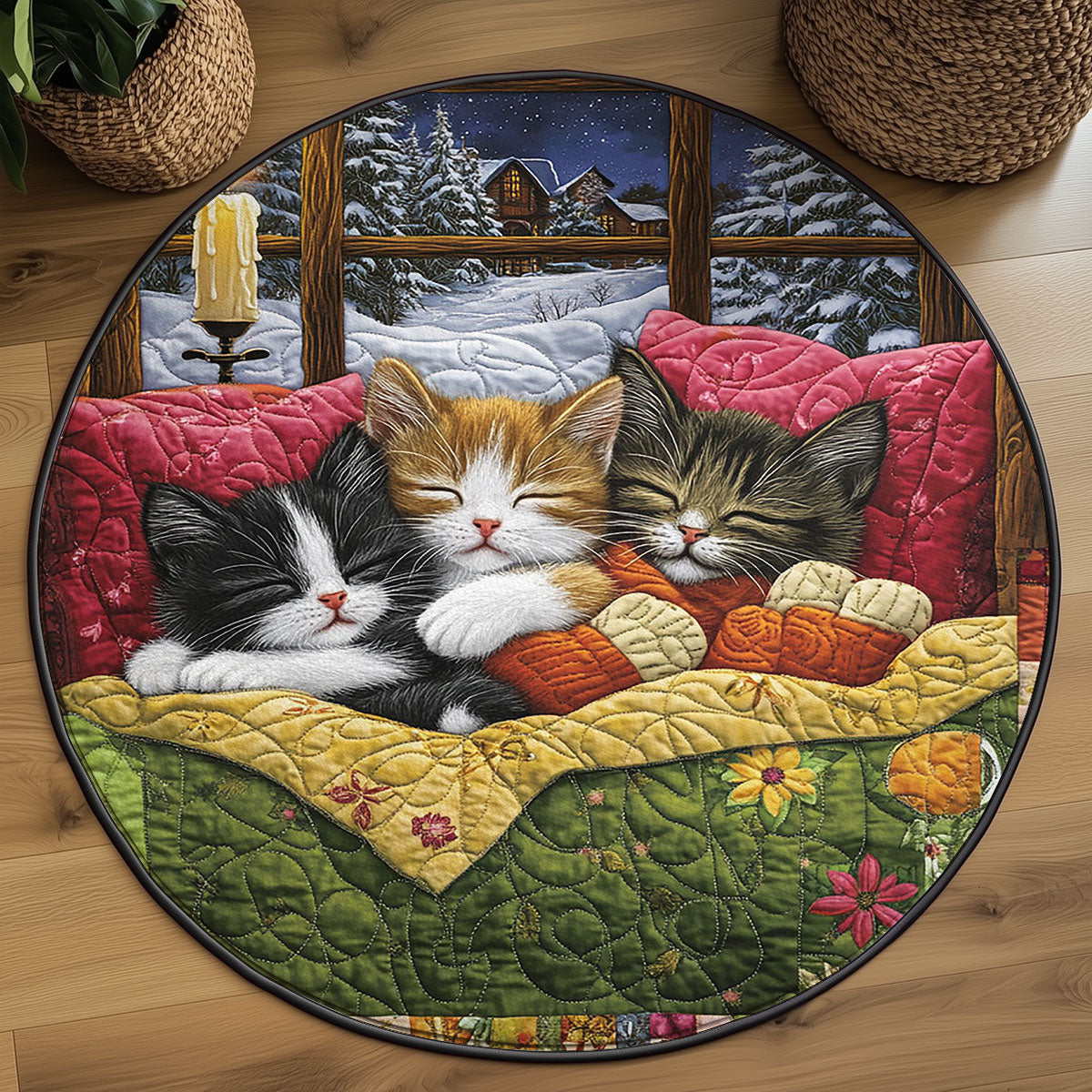 Sleeping Cat WJ2406033CL Quilted Round Mat
