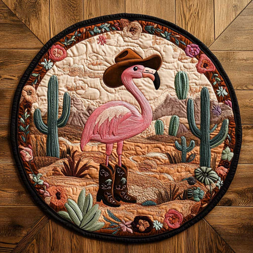 Saddle Up Flamingo WN1405040CL Quilted Round Mat