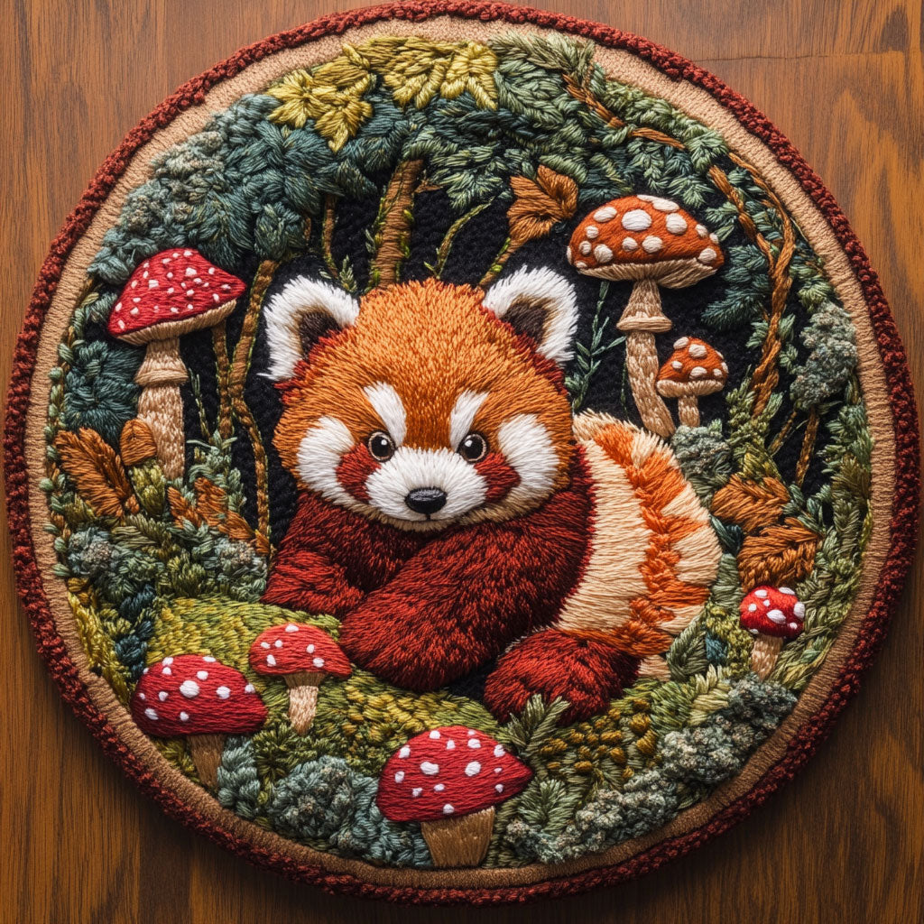 Red Panda Flora WN2905053CL Quilted Round Mat