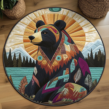 Tribal Bear Totem WJ0107042CL Quilted Round Mat