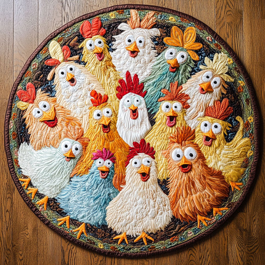 Chicken Carnival WN1406029CL Quilted Round Mat