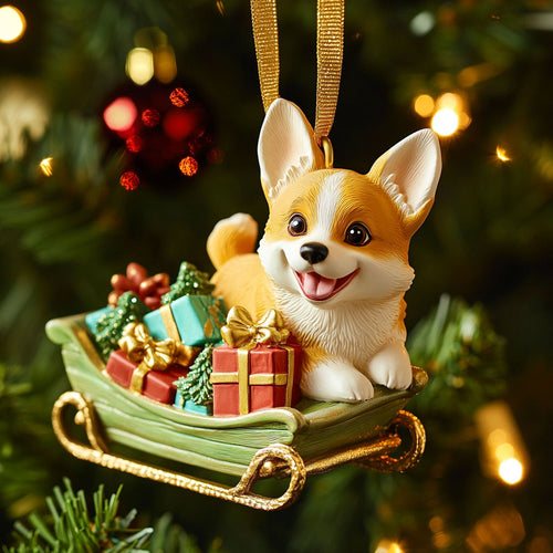 Sleigh Corgi CP0312073CL Christmas Ornament