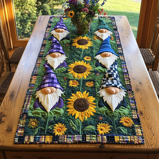 Sunflower Gnome WJ1005030CL Quilted Table Runner