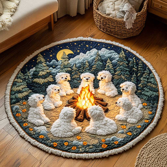 Moonlit Bichon Frise WN1703002CL Quilted Round Mat