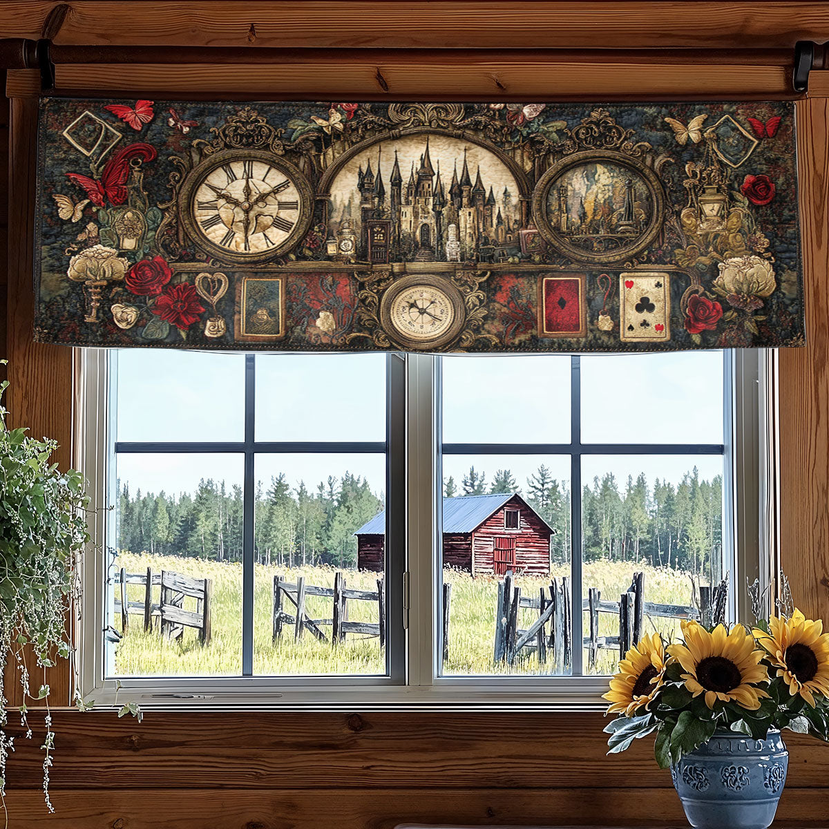 Midnight Castle Bloom WN0408048CL Quilted Valance