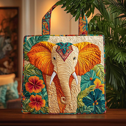 Vibrant Tropical Elephant QA0612019CL Quilted Tote Bag