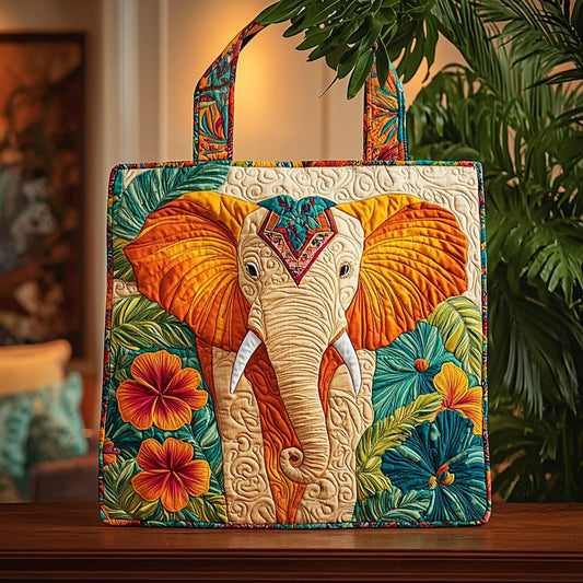 Vibrant Tropical Elephant QA0612019CL Quilted Tote Bag