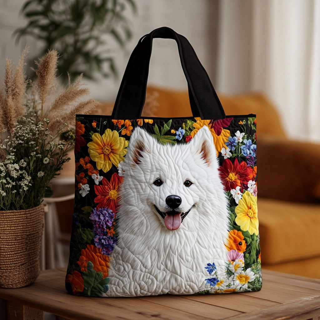 Samoyed Petal Paradise KL2412029CL Quilted Tote Bag
