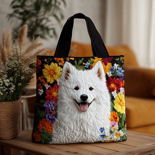 Samoyed Petal Paradise KL2412029CL Quilted Tote Bag
