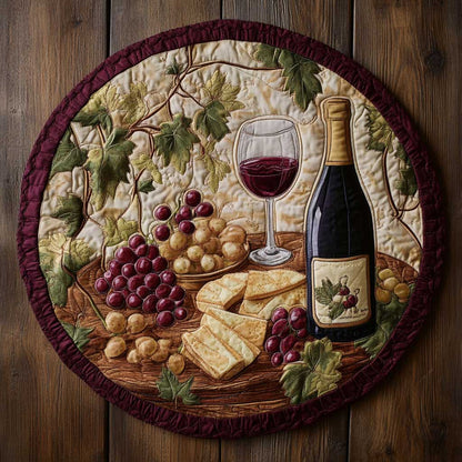 Wine And Cheese Bliss WN0904039CL Quilted Round Mat