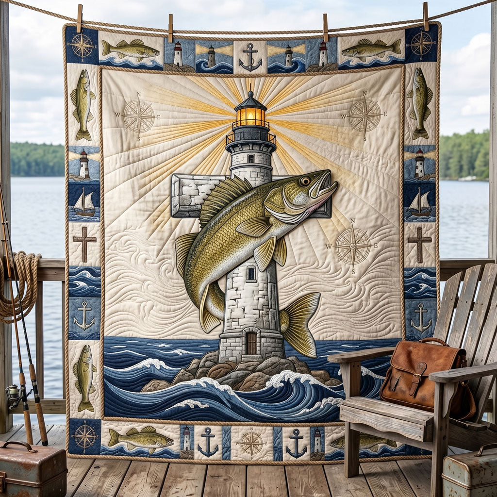 Walleye Lighthouse Cross WN1606017CL Quilt