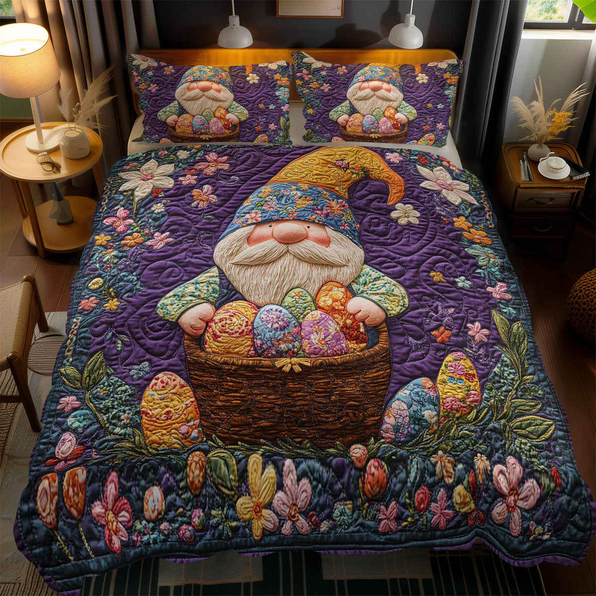 Gnome And Colorful Eggs WN1701128CL Duvet Cover Set