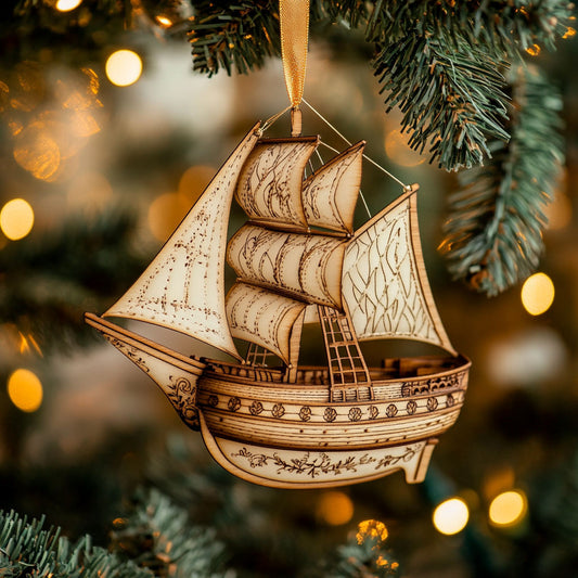 Tall Ship Winter Sail WN2411091CL Christmas Ornament