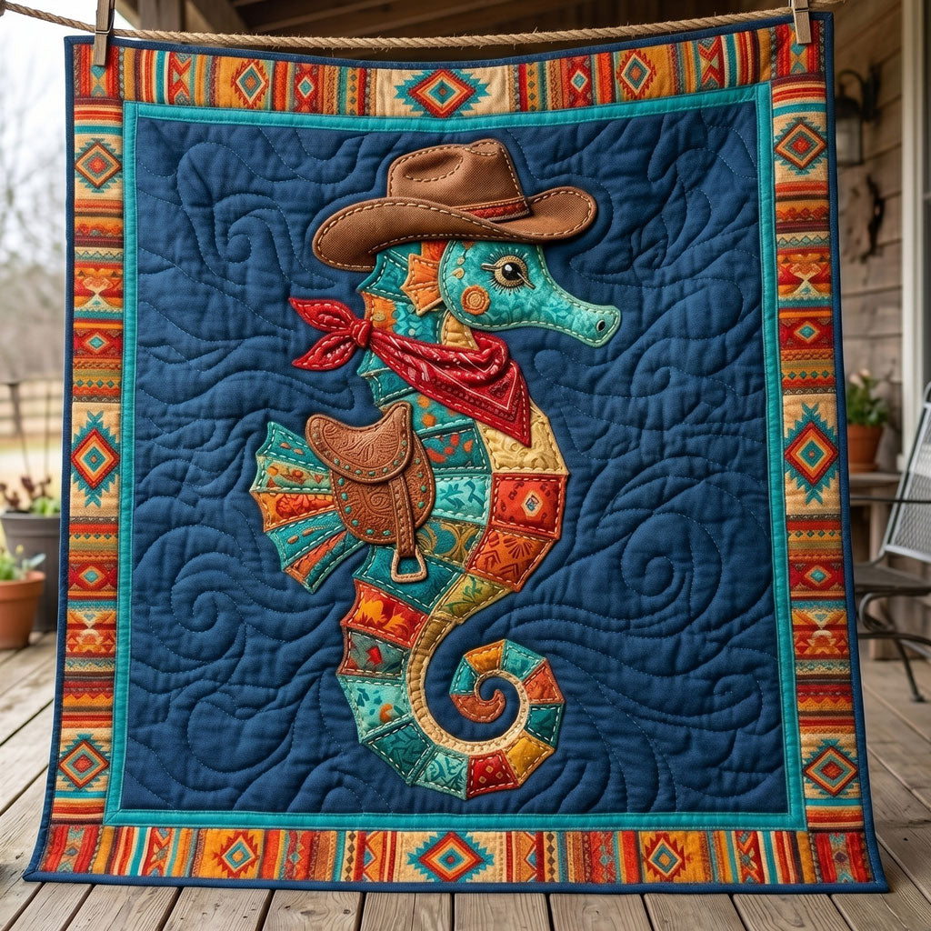 Rustic Coastal Cowboy Seahorse WN2404012CL Quilt