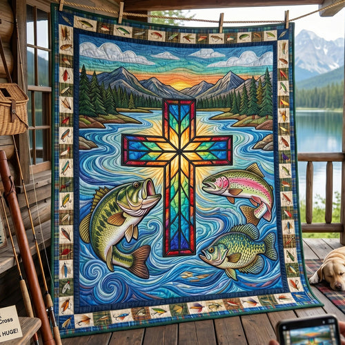 Stained Glass Fish WN1305020CL Quilt