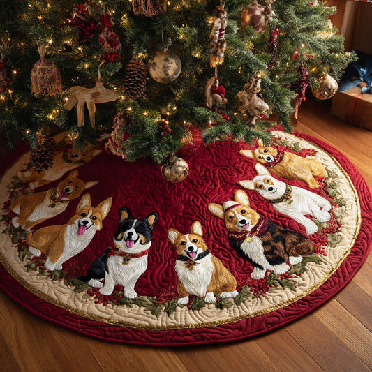 Christmas Corgi CW1410020CL Quilted Christmas Tree Skirt