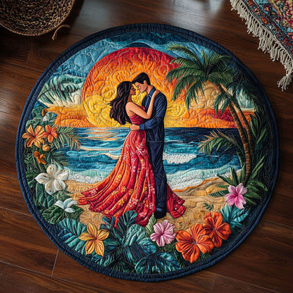Romantic Sunset Couple WJ0107038CL Quilted Round Mat