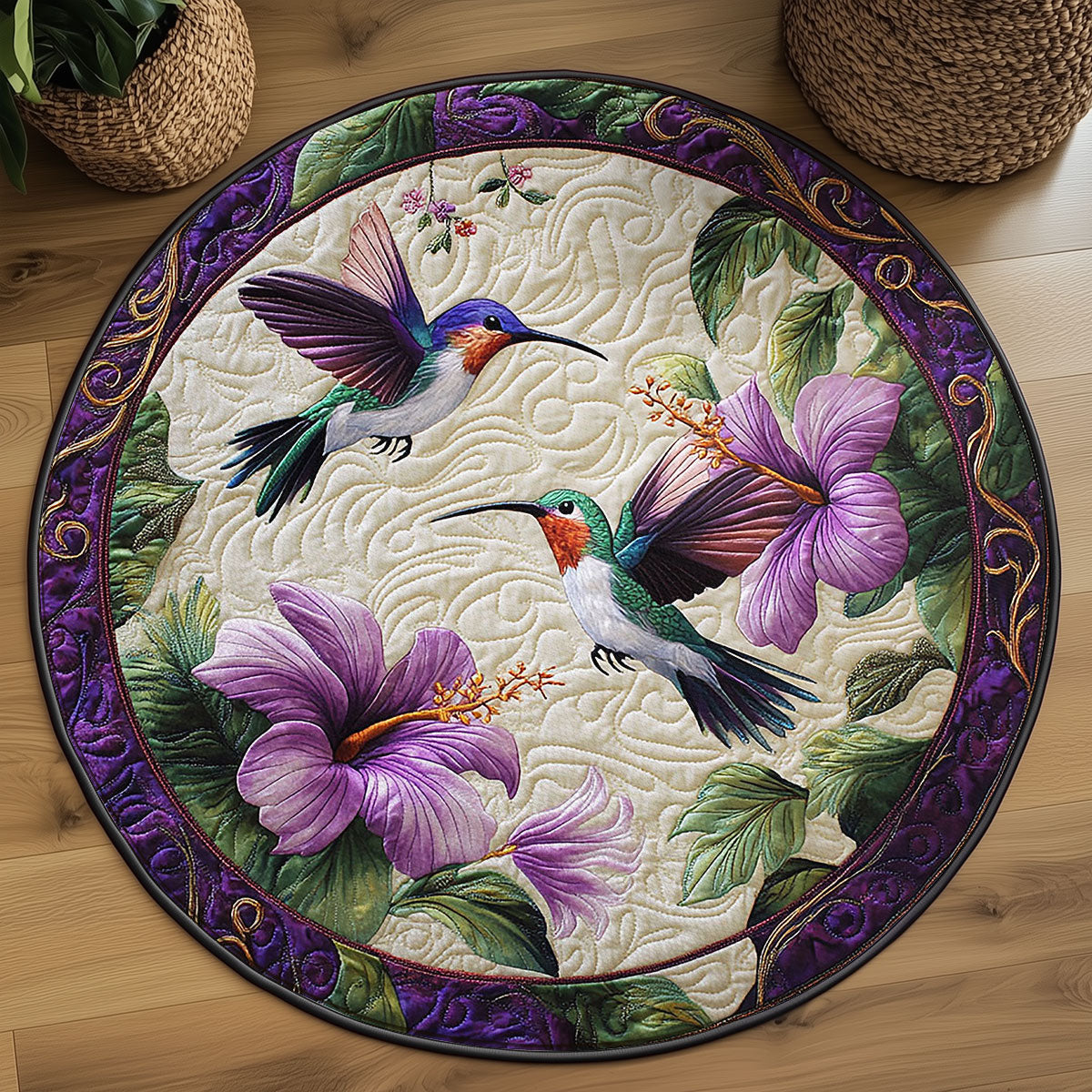 Hummingbird Whirl WN0307034CL Quilted Round Mat