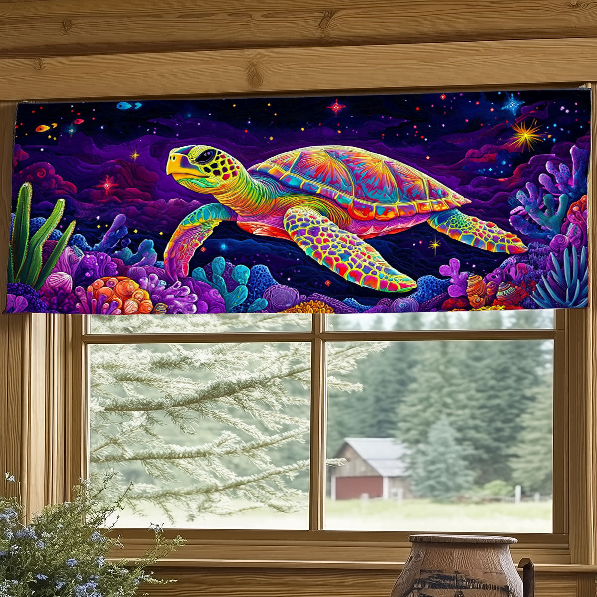 Cosmic Turtle Drift WJ1906024CL Quilted Valance
