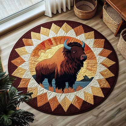 Geometric Bison QA0812032CL Quilted Round Mat