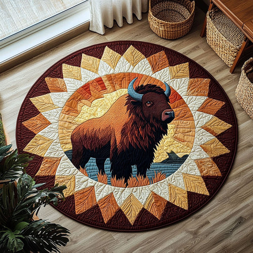 Geometric Bison QA0812032CL Quilted Round Mat