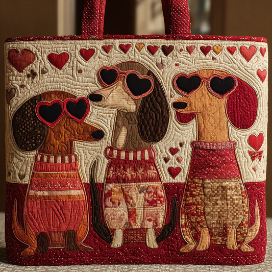 Dachshund Hearts XR0601008CL Quilted Tote Bag