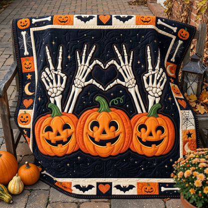 Skeleton Love Pumpkin Halloween WN1806012CL Quilt