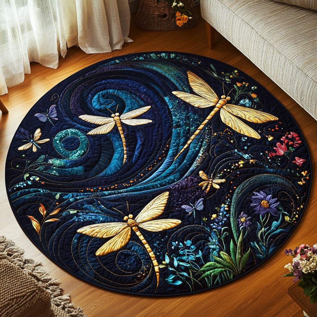 Dragonfly Harmony Garden KL0701041CL Quilted Round Mat