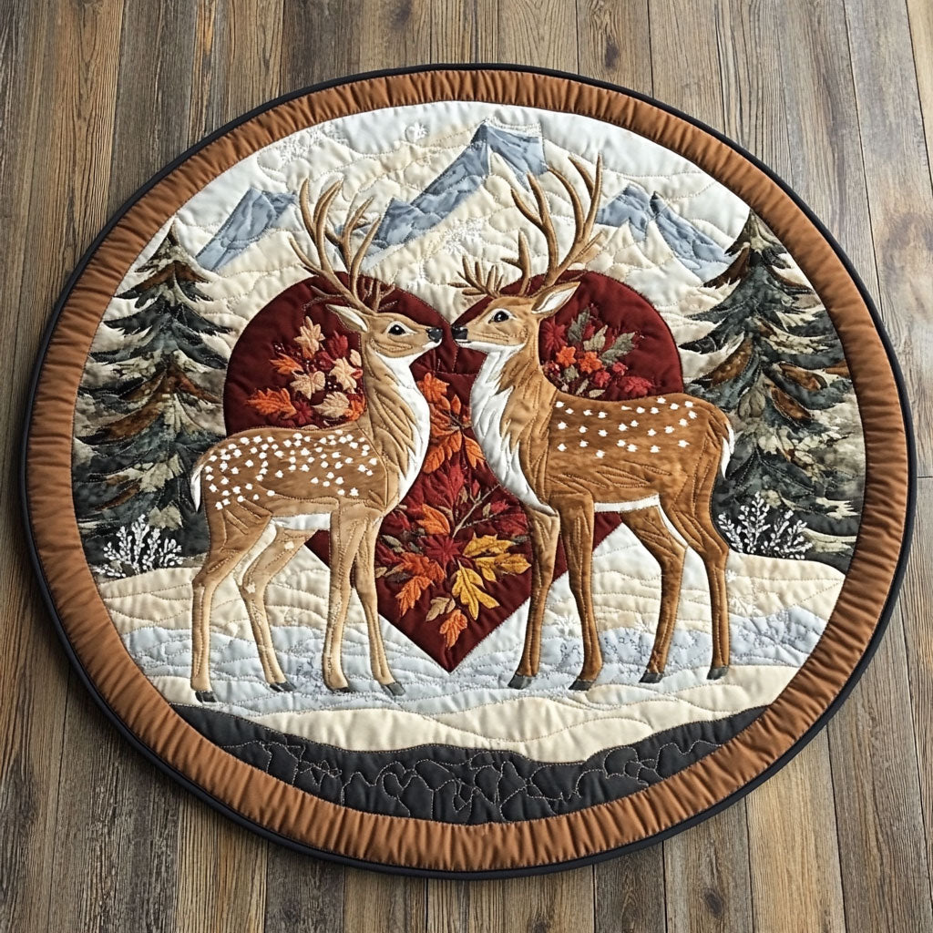 Forest Love Deer KL1212019CL Quilted Round Mat