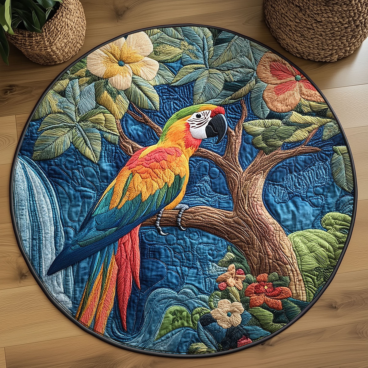 Tropical Macaw WJ1606053CL Quilted Round Mat