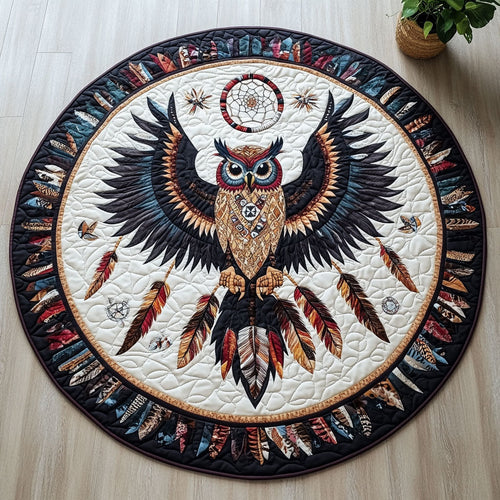 Owl Native American CW0507028CL Quilted Round Mat